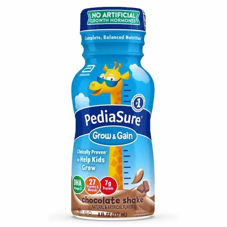 Pediasure Grow & Gain Shake Pediatric Oral Supplement Chocolate Flavor 8 oz. Bottle Liquid Calories, 24PK 58058
